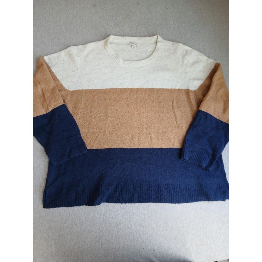 J Crew Sweater 3x Extra Soft Colorblock Layers Casual Boho Crew Neck Preppy